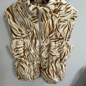 Sadie & Sage Zebra Print Vest in Brown and Cream
